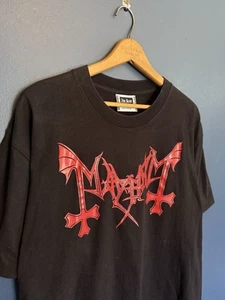 Vintage 90’s Mayhem Norwegian Black Metal Band Tee Shirt Size XL Black - Picture 1 of 4