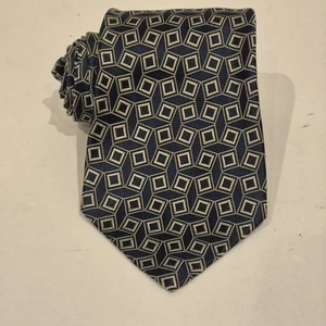 VTG Polo Ralph Lauren 100% SILK Repp Tie Geometric Blue/White Handmade USA   - Picture 1 of 4