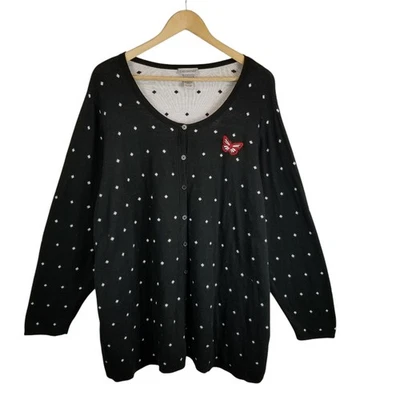 Suéter cárdigan mariposa lunares blanco negro Catherines para mujer talla 3X Foto 1 de 4