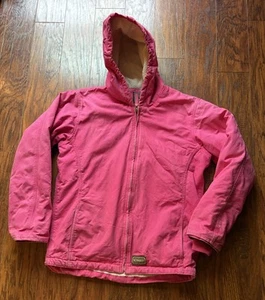 Schmidt Workwear Coat Youth XL Sherpa Lined Canvas Jacket Hooded Pink Zip - Picture 1 of 10