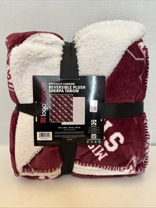 Mississippi State University Reversible Plush Sherpa Throw - Picture 1 of 2