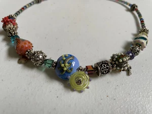 Necklace Fine Moretti Lampworked Glass Beads & Made with Swarovski Crystals - Picture 1 of 12