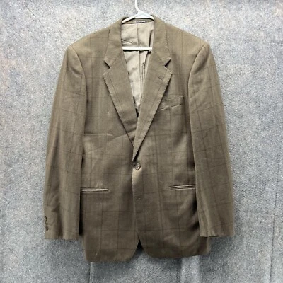 Corneliani Blazer Men 42L Brown Suit Dress Tan Jacket Rayon Cashmere Glen Check - Image 1 of 4
