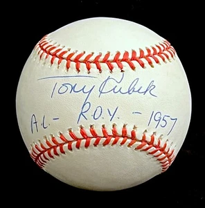 NEW YORK YANKEES LEGEND TONY KUBEK AL ROY 1957 SIGNED BASEBALL. JSA COA. - Picture 1 of 3