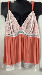 Cacique Lane Bryant ärmelloses Schlafoberteil Loungewear Babydoll mit V-Ausschnitt orange neu ohne Etikett - Bild 1 von 11