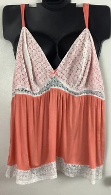 Cacique Lane Bryant Cuello en V Sin Mangas Top para Dormir Ropa de Salón Babydoll Naranja Nuevo sin Etiquetas Foto 1 de 4