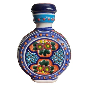 Handbemalte Keramik Schnaps Tequila Dekanter 7" mit Stopfen Bar Talavera Mexiko - Bild 1 von 11