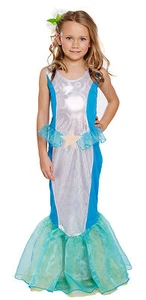 GIRLS LITTLE MERMAID PRINCESS FANCY DRESS COSTUME - Picture 1 of 1