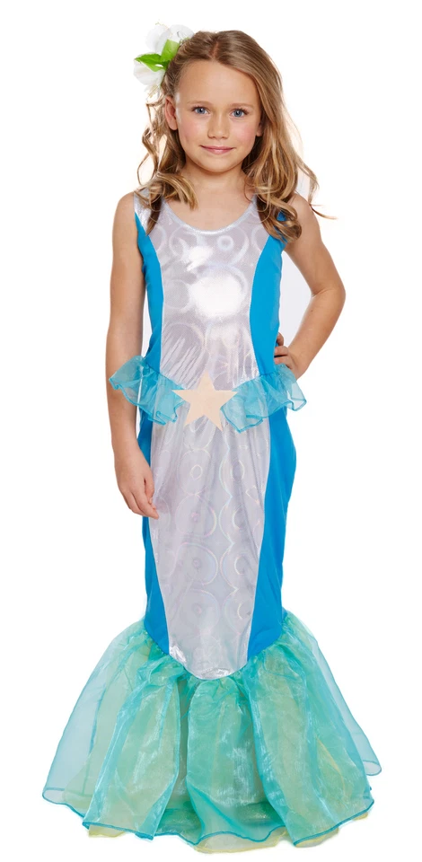 GIRLS LITTLE MERMAID PRINCESS FANCY DRESS COSTUME - Image 1 of 1
