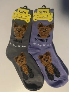 Yorkie Yorkshire Terrier Companion Toy Dog Rescue 2 Pairs Women's Foozys Socks - Picture 1 of 1