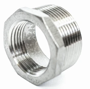 1 1/2" x 1 1/4" Stainless Steel Hex Reducer Bushing - NPT Pipe Reducer 1.5x1.25 - Picture 1 of 6