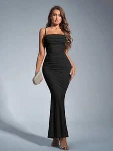 Damen Bodycon Maxikleid Spaghettiträger ärmellos elegant langes Kleid Gr. S - Bild 1 von 5