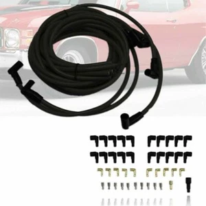 90 Degree Boot 9.5 mm Black Spark Plug Wires Distributor HEI Fits Chevy SBC BBC - Bild 1 von 4