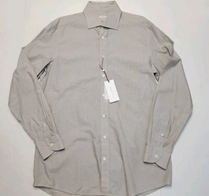 $325 LUCIANO BARBERA Men's Size LARGE Beige Check 100% COTTON Woven Dress Shirt - Picture 1 of 7