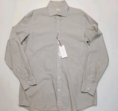 $325 LUCIANO BARBERA Men's Size LARGE Beige Check 100% COTTON Woven Dress Shirt - Image 1 of 4