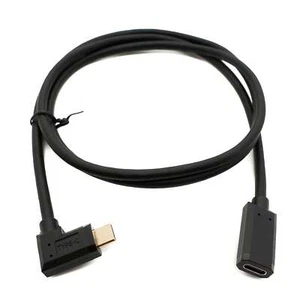 USB 3.1 Gen 2 Cable 100 Cm Type C Plug To Socket Angle Adapter In Black - Picture 1 of 5
