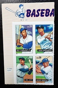 Baseball Sluggers (2005) SC #4080-83 – Plate Block of 4 – 39c – MNH - Picture 1 of 2