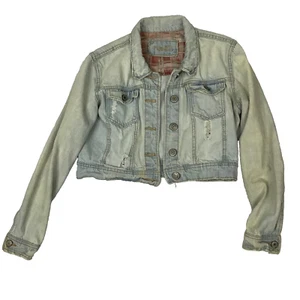Womens or Juniors Rue 21 Cropped Distressed Denim Jean Jacket Sz S - Picture 1 of 3