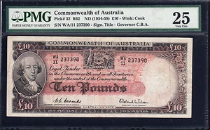 Commonwealth Bank Australia Banknote 1954 Coombs Wilson £10 Pound PMG graded - Picture 1 of 2