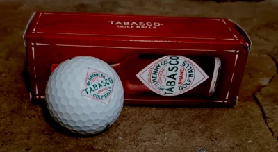 3 pelotas de golf Bridgestone TABASCO con logotipo de salsa caliente ¡COMO NUEVAS AAAA en caja! Foto 1 de 4