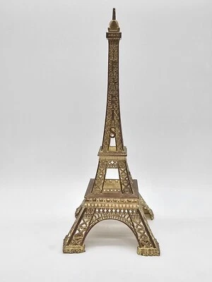 Bronze Tone Paris Eiffel Tower Figurine Statue Vintage Alloy Model Decor - Image 1 of 3