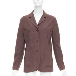 PRADA Vintage brown low sheen twill patch pocket notch lapel jacket IT46 XL - Picture 1 of 10