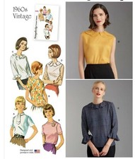 SIMPLICITY PATTERN 9386 BLOUSES RETRO 60S MISSES SIZES 16 18 20 22 24 UNCUT