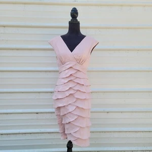 Dressbarn Collection Lilac Purple Sleeveless Tiered Dress Crinkle Taffeta sz 4 - Picture 1 of 12