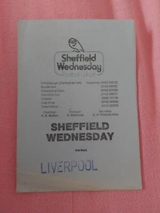 SHEFFIELD WEDNESDAY RESERVES v LIVERPOOL RESERVES 1986/7 - Picture 1 of 1