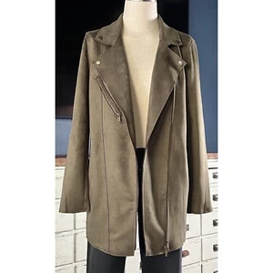 Nuevo con etiquetas Nuevo $158 Anthropologie Ripley Olive Gamuza Longline Moto Chaqueta Pequeña S - Imagen 1 de 10