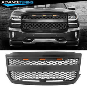 Fits 16-19 Chevy Silverado 1500 Matte Black Front Bumper Mesh Upper Grille - Picture 1 of 4