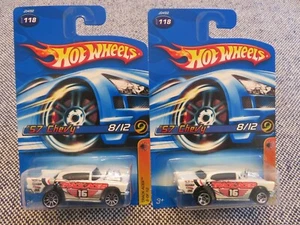 HOT WHEELS 2006 TRACK ACES '57 CHEVY (LOT OF 2 WHEEL VARIATIONS) - Picture 1 of 6