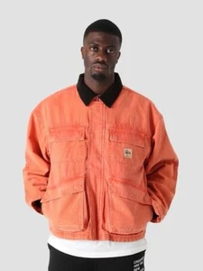 STUSSY WASHED CANVAS SHOP JACKET ORANGE L Yk - Picture 1 of 12