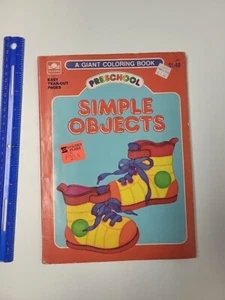 Vintage Golden 1987 Simple Objects coloring book Few Pages Colored - Picture 1 of 13