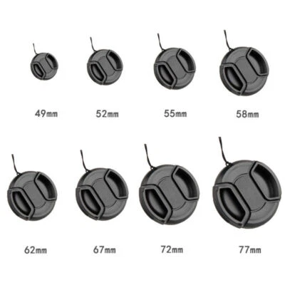 49-77mm Camera Center Pinch Snap On Front Lens Cap Cover Black For Nikon Canon - Image 1 of 4
