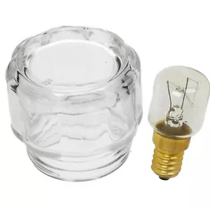 LAMPENLINSE GLASABDECKUNG PASST BOSCH NEFF SIEMENS OFENHERD & 25 WATT LICHTBIRNE - Bild 1 von 4