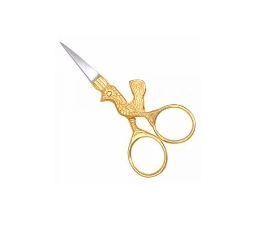 12 Rooster Decorative & Emboridery Scissor, 3.3/4", Gold Plated Handles - Image 1 of 1