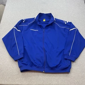 Diadadora Warmup Jacket Mens XL Royal Blue Poly Full Zip Embroider Soccer futbol - Picture 1 of 16