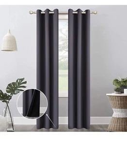 100% Blackout Curtains for Bedroom 2 Panels Set, 38W X 54L Grey - Picture 1 of 7