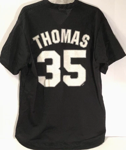 FRANK THOMAS #35 Chicago White Sox HOF Vintage MLB 90s Black Pullover Jersey L Cover