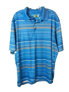 Ben Hogan Performance Blue/Gray Striped Short Sleeve Men's Golf Shirt Size 2XL - Picture 1 of 7