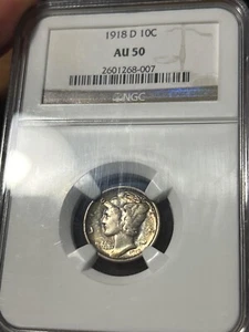 1918 10C NGC AU50 - Mercury Dime - Picture 1 of 2