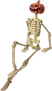 16In Halloween Posable Skeleton Pumpkin Full Body Skeleton Decor with Movable Jo - Picture 1 of 12