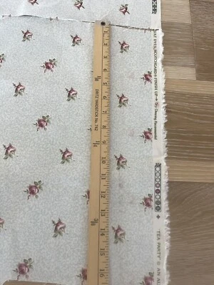 Tecido Vintage Tea Party Waverly Anos 80 Rosas Azuis Estampa Pequena 2 peças DMG - Imagem 1 de 4