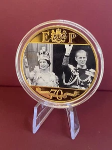 Queen Platinum Wedding Anniversary Photo "1950's New Beginnings" Crown Coin + COA - Bild 1 von 3