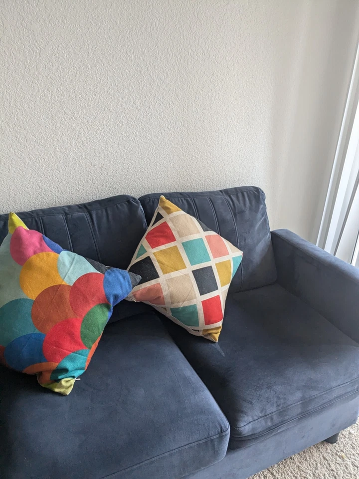 Sofamania Amanda EXP116-VV Velvet Fabric Sectional Sofa - Blue - Image 1 of 1