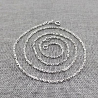 Cadena de palomitas de maíz ajustable de plata de ley 925 con chapado en rodio 1,5 mm 18 pulgadas Foto 1 de 4
