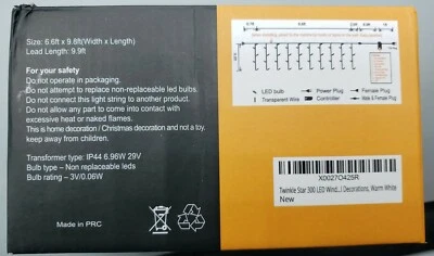 Twinkle Star 300 LED Window Curtain String Light Wedding Party Home Garden Be... - Image 1 of 4