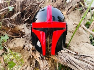 Star War Red and Black Mandalorian Helmet / The Mandalorian Helmet Steel Hallowe - Bild 1 von 13