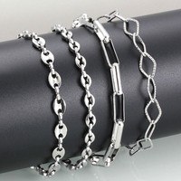 7-30 inch Stainless Steel Silver Women Men long Chain Bracelets Necklaces Gift